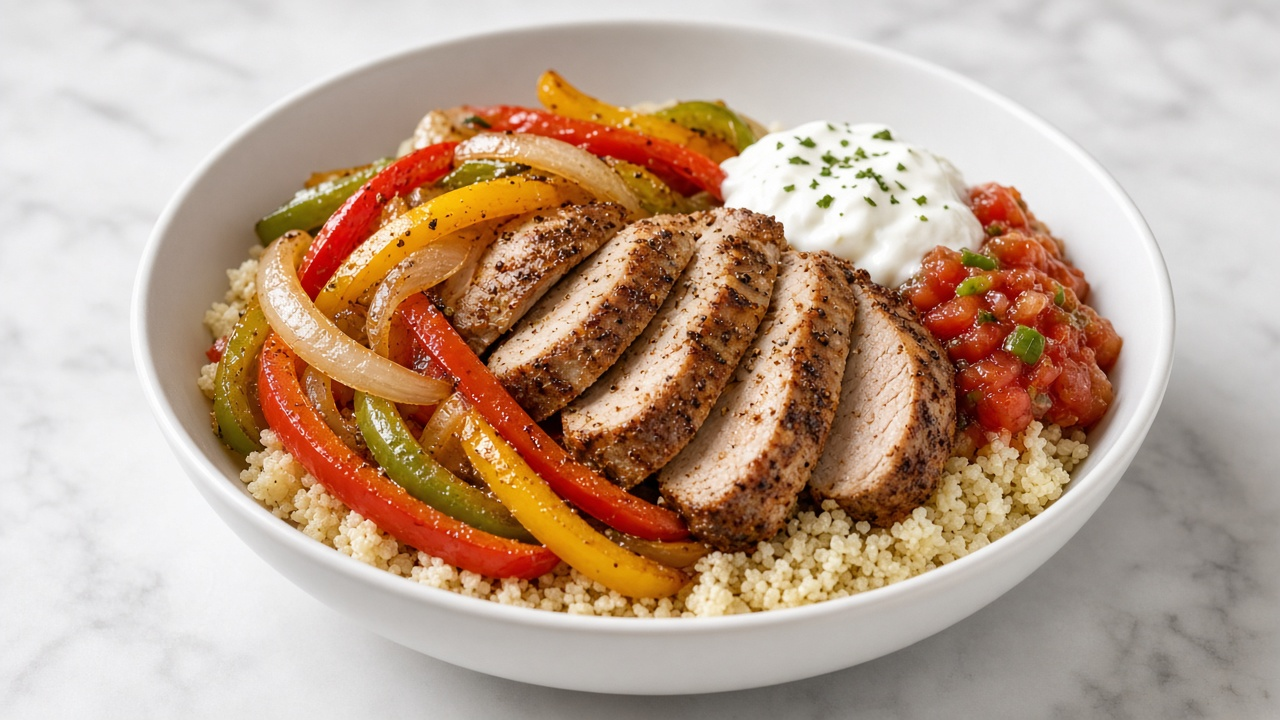 Pork Tenderloin Fajita Pepper Bowl