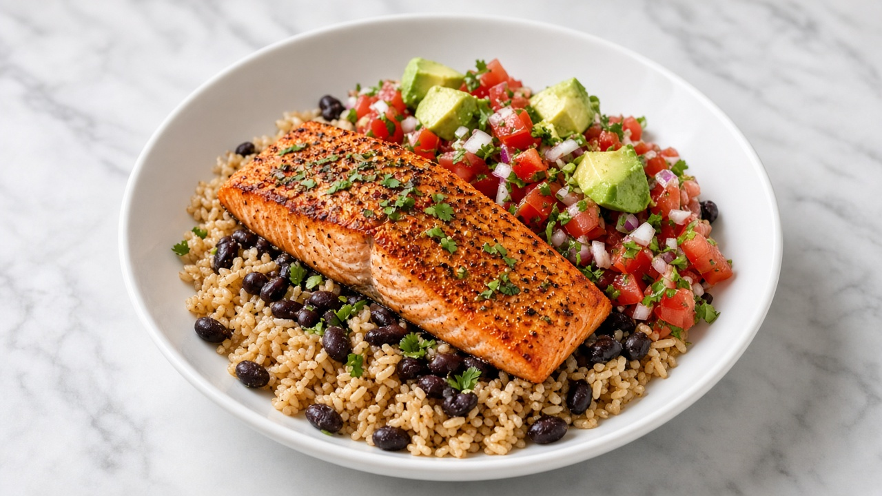 Mexican Chili-Lime Salmon Rice Bowl