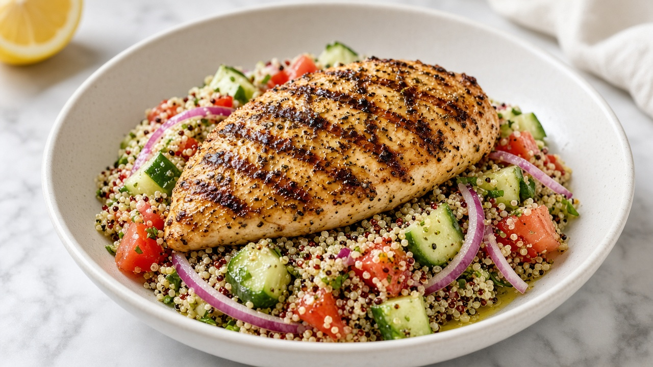 Greek Grilled Chicken Breast Bowl
