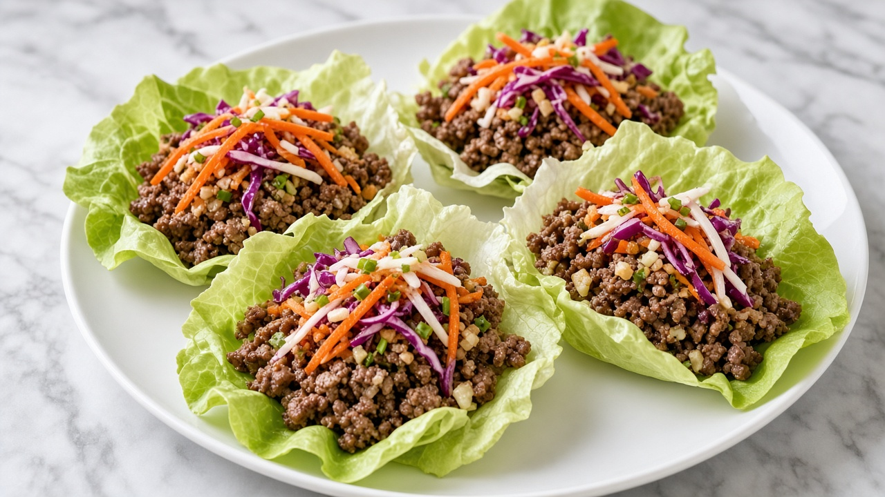 Lean Beef Lettuce Wraps with Sesame Slaw